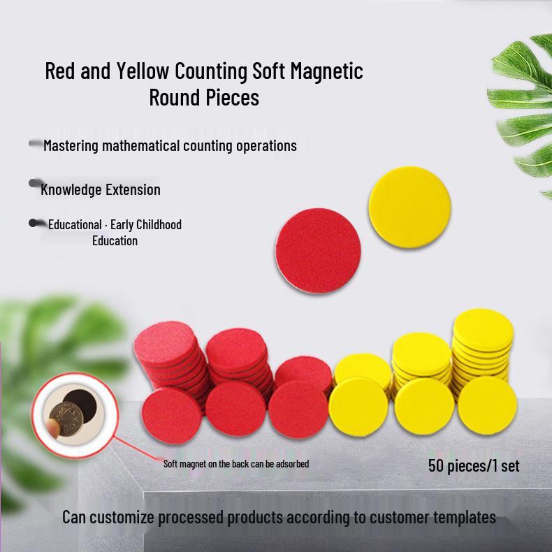 Magnetic EVA Two-Color Counting Circles for Math Addition & Subtraction Teaching Aids 2.5cm Discs (Red 25 + Yellow 25)