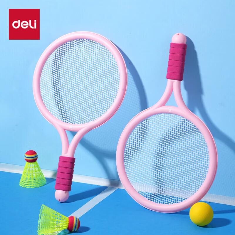 Deli Kids Pink Badminton Racket Set
