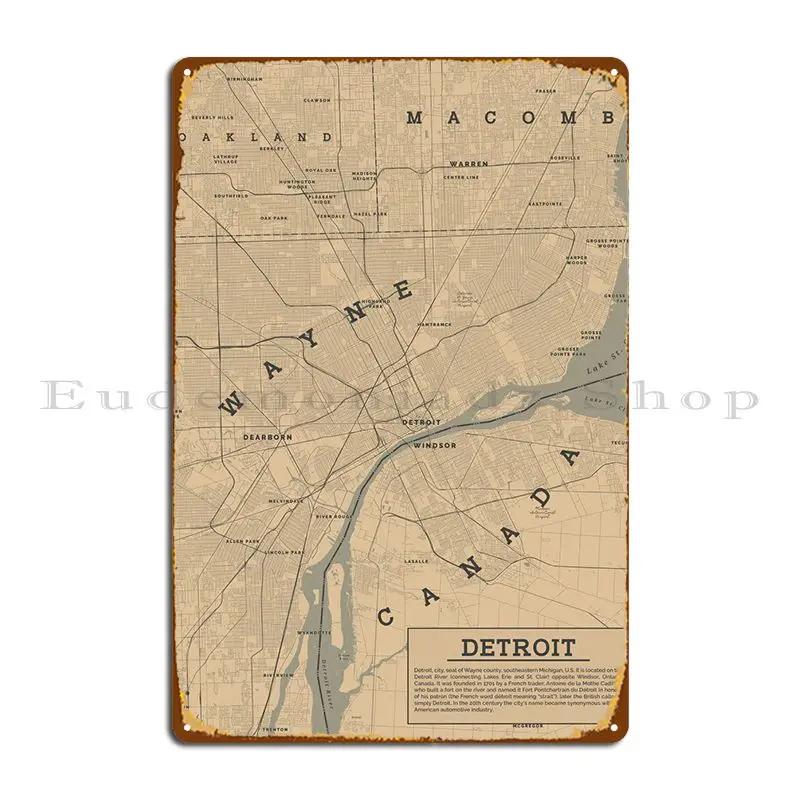 Detroit Metal Sign Customized PaintingWall Plaque Living Room Wall Cave Tin Sign Poster