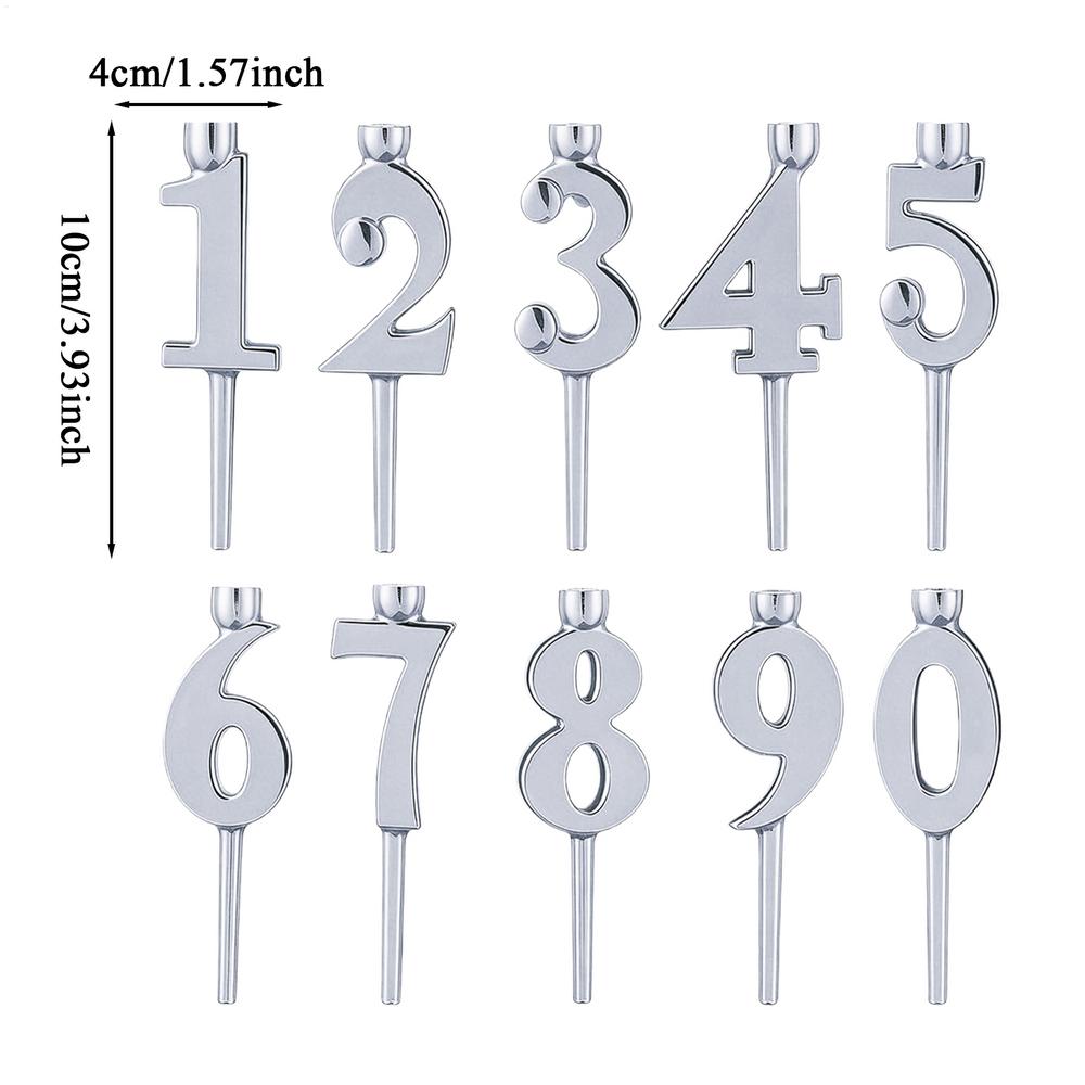 Birthday Cake Number Candle Holder Set, 0-9 Numbers Cake Topper, for Birthday Party Wedding Anniversary Cake Top Decoration