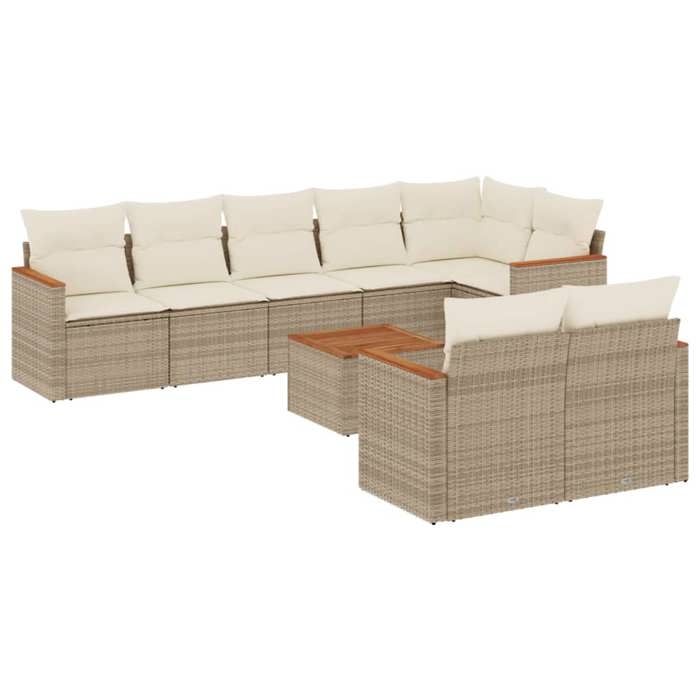 VidaXL Garden Lounge Set with Cushions 9 Pcs, Patio Sofas, Patio Furniture Set, Outdoor Furniture, Beige 3226156