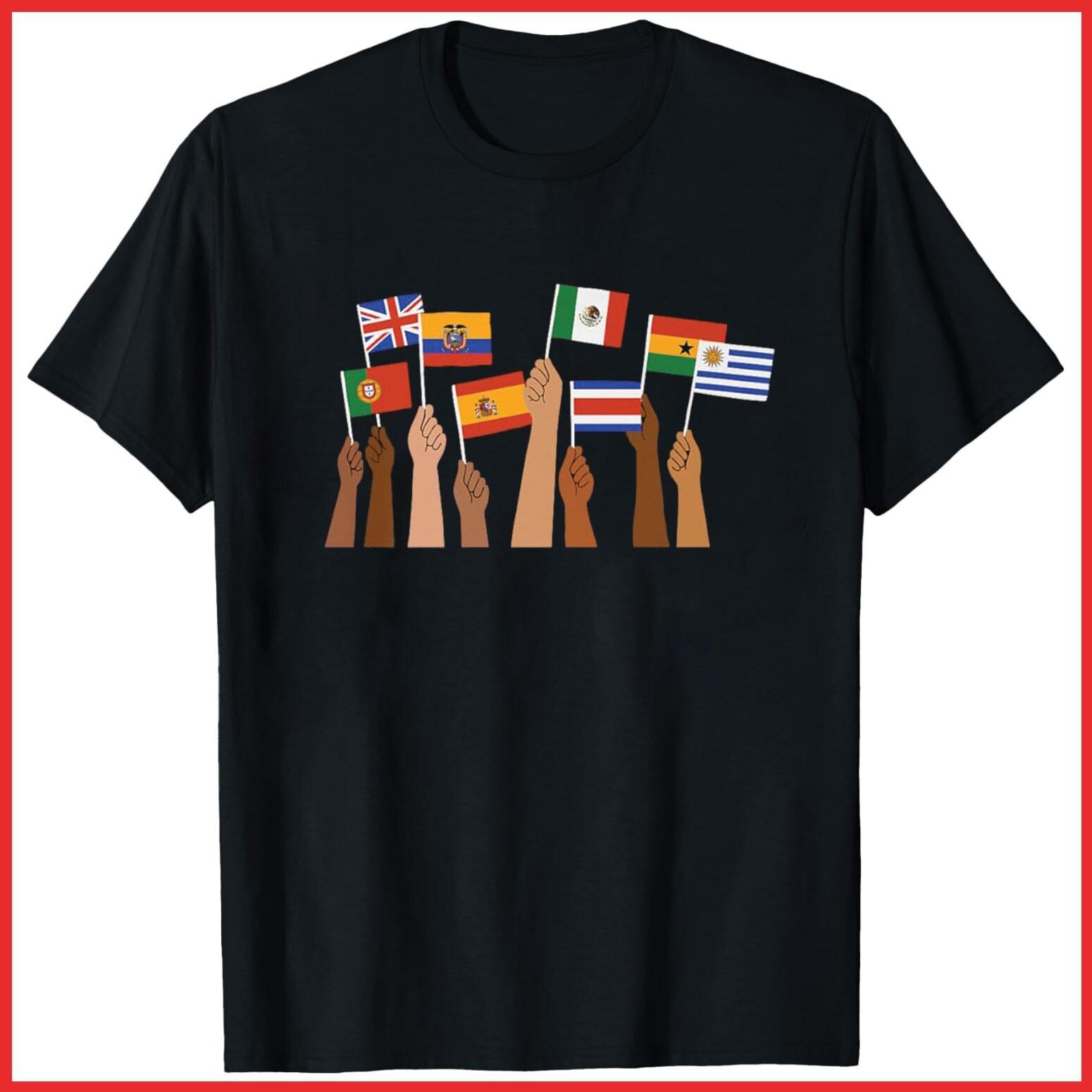 Various Flags Abroad Unity Flag Black Cotton T-Shirt S-5XL XXL