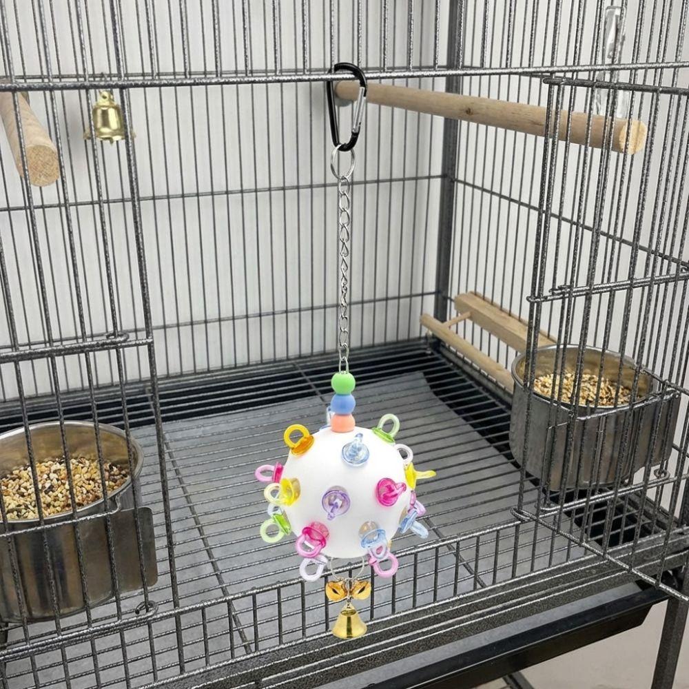 Detachable Bird Cage Toy with Bell Parrots Chew Swing Funny Hanging Foraging Ball Beak Exercise