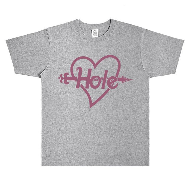 Alternative Rock Band Hole Pink Heart and Arrow Graphic Print T-shirt Courtney Love T-shirts Men Women Gothic Oversized T Shirts