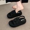 Open-toed fashion woven casual sandals  summer new breathable comfortable versatile thick-soled heightening beach shoes