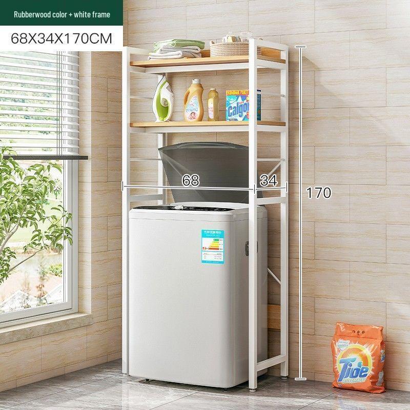 Multi-Layer Floor-Standing Adjustable Storage Rack with Trash Can Holder for Kitchen Use