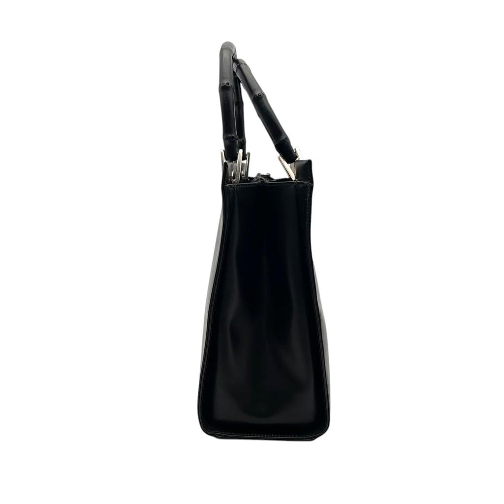 Used GUCCI Handbag Bamboo Bamboo Handle ToteHandbag black leather/Bamboo Women
