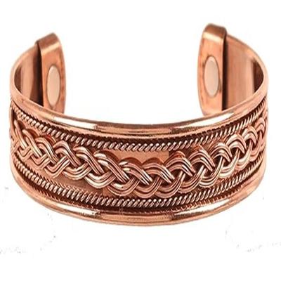 Beautifully Hammered Magnetic Healing Copper Peace Chakra Yoga Meditation Mantra Jewellery Bracelet for Women and Men