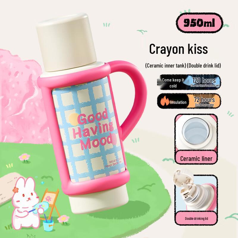 Wu Sheng Wu 950ML Insulated Straw Cup with Antibacterial Ceramic Liner