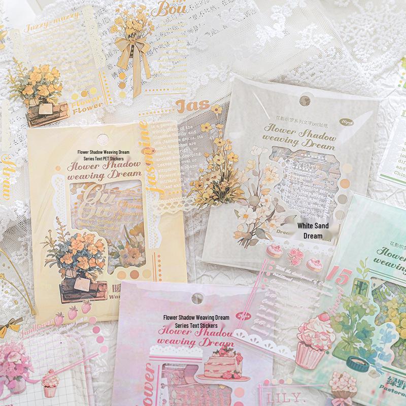Dream Series Floral PET Stickers: 6 Styles, 20 Sheets - DIY Decorative Plant Design
