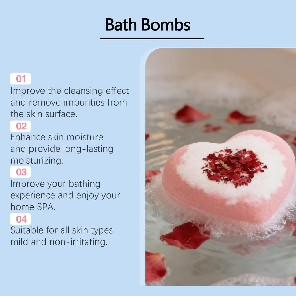 Rose Heart-shaped Bath Bubble Ball, Bath Ball, Serum Bath, Cleansing Pore Skin Spa