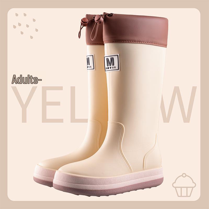Kids' Korean Style Waterproof Velvet-Lined Non-Slip Rubber Rain Boots for Autumn/Winter: Cold Protection for Boys and Girls of All Ages.