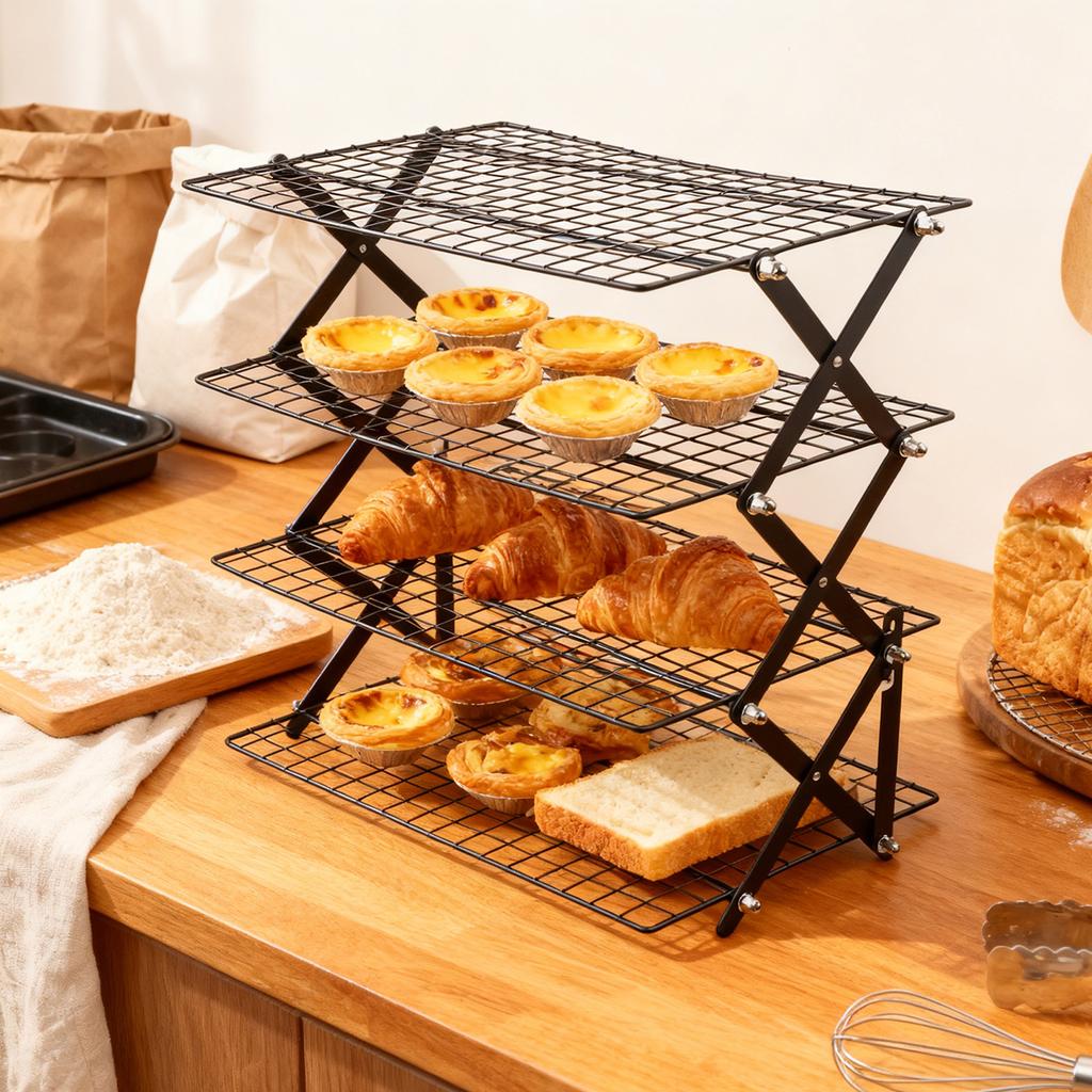 234Tier Stackable Folding Cooling Rack for Baking with Collapsible Design Suitable for Cooling Various Baked Goods At Once