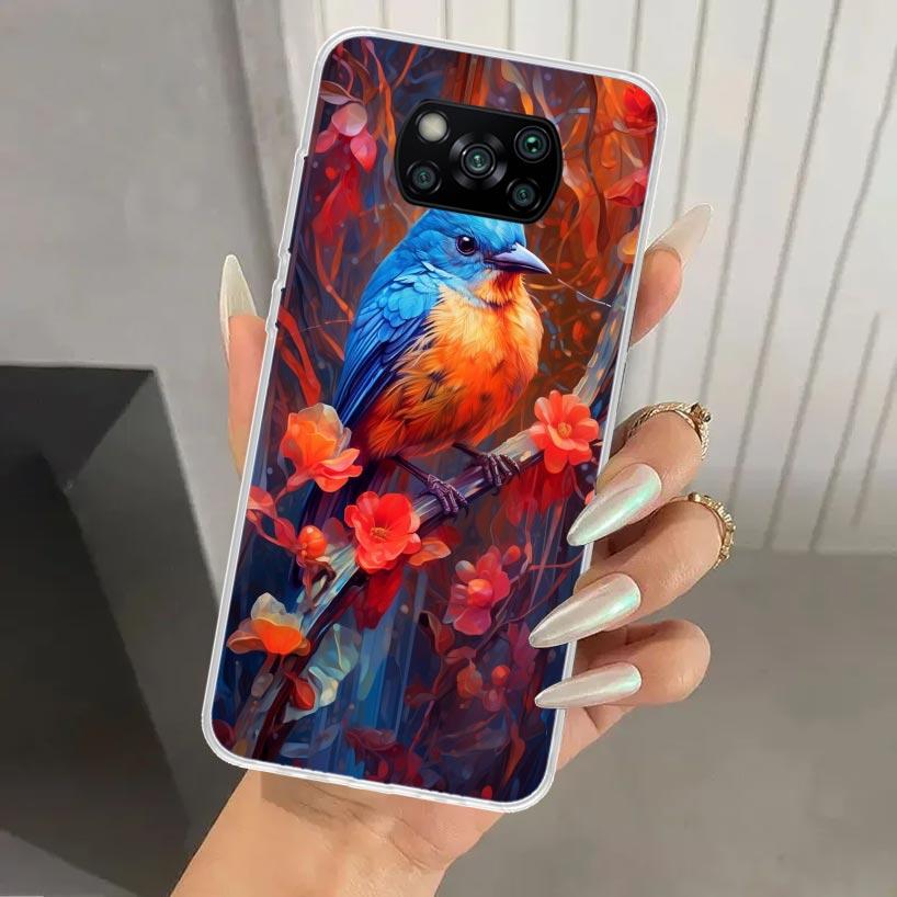 Animal Oil Painting Bird Phone Case for Xiaomi Poco X5 X6 X7 Pro F7 Ultra M7 Redmi 15 15C 13 13C 12 12C 10 10A 10C 9 9A 9C 9T Sh