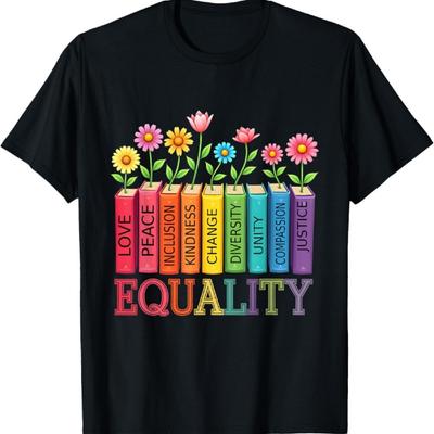 Floral Flower Book Equality Human Rights Women's Rights T-Shirt