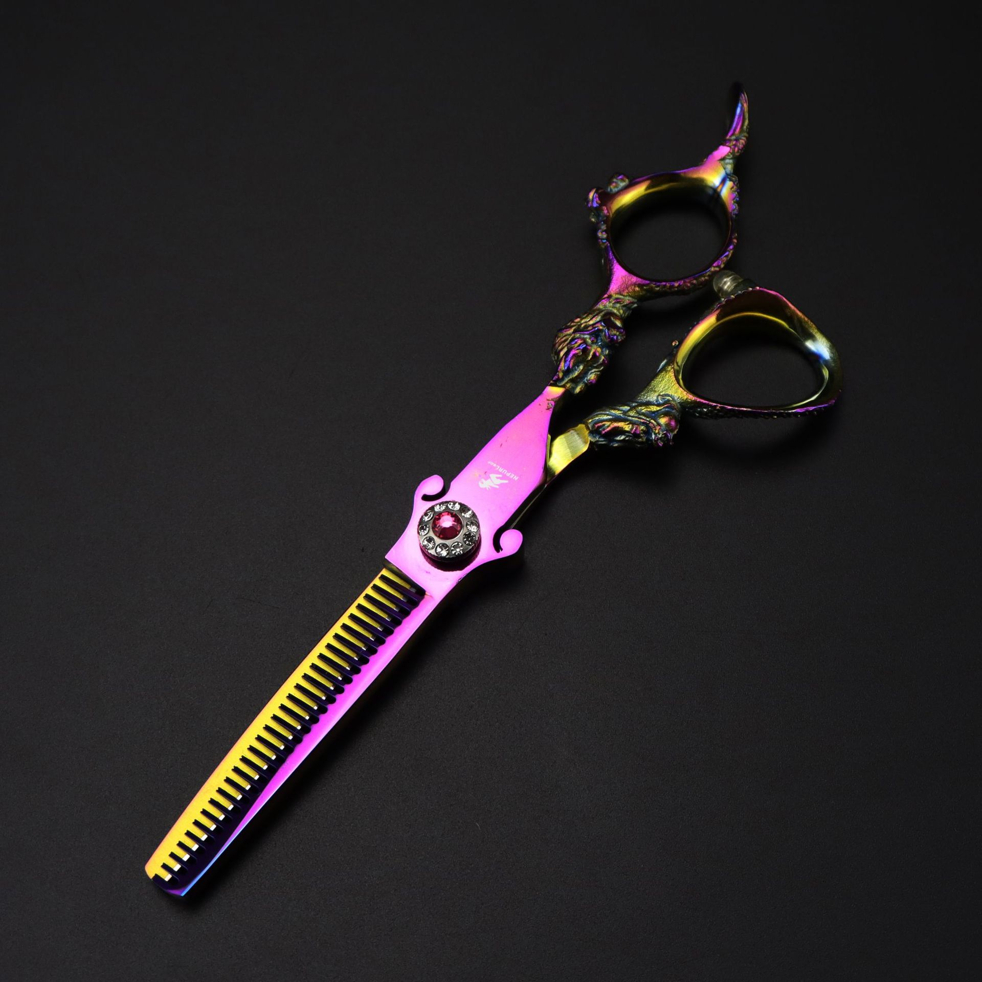 

6.0 inch Nimpson pink sword type, dragon handle hair scissors, hair scissors, flat scissors, tooth scissors, thin scissors 6.0inch pink dragon handle dental scissors