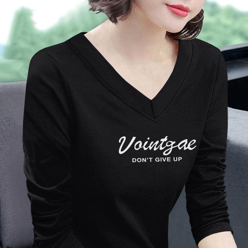 

Women s 2025 Autumn Plus Size V-Neck Cotton Long Sleeve Loose Shirt 2XL