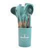 Wooden Handle Silicone Kitchen Utensils 12-Piece Set Nonstick Cooking Spatula Spoon Heat-Resistant Silicone Kitchen Tools Set