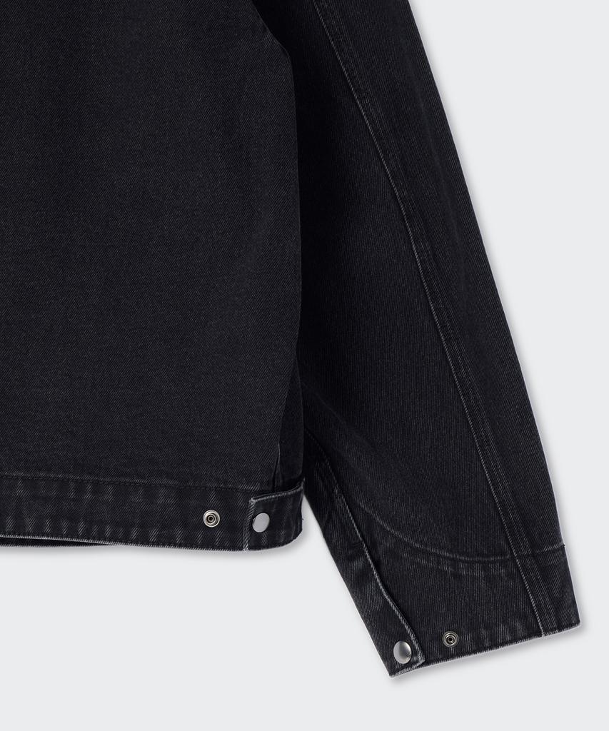 Musinsa Standard Denim Zip-Up Work Jacket [Washed Black]