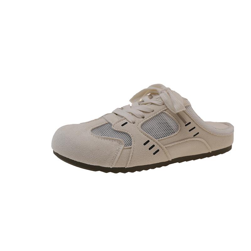 Lemon yellow bag head slippers women's mesh breathable American retro German training shoes Korean versatile ins trendy new sandals