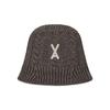 VARZAR VA Applique Cable Knit Bucket Hat Brown
