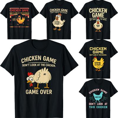 Chicken Game Dont Look At The Chicken Funny Chicken TShirt Printed Graphic Unisex Women T Shirt Unisex Clothing Streetwear Daily