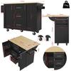 Kitchen Island - MUVOE - Black - Removable Casters - 3 Drawers - High-quality Dense Panel