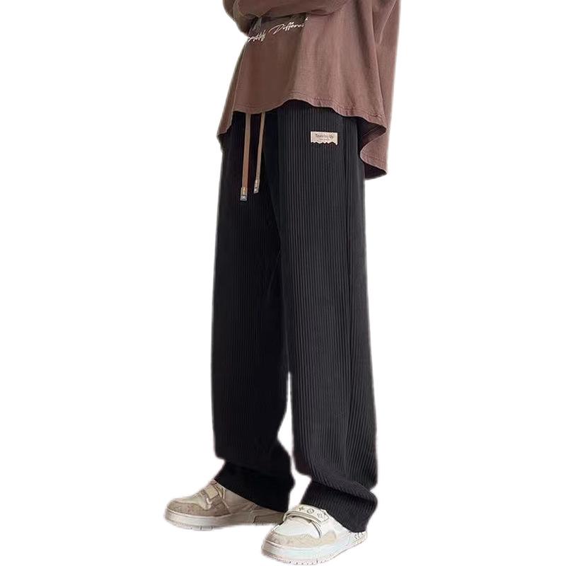 Men's Maelard Fleece-Lined Corduroy Pants - Autumn/Winter Warmth, Loose Straight Wide Leg, Casual Long Fit