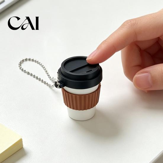 Focus Aid Clicker Toy 3D Printed Coffee Cup Clicker, Press Fidget for Stress Relief, Backpack Hanging Finger with Ball