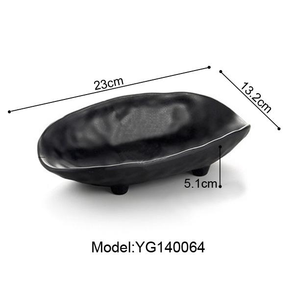 Black Frost Imitation Porcelain Dinnerware Ingot Shaped Plate Fashion Restaurant Melamine Sashimi Dish A5 Melamine Tableware