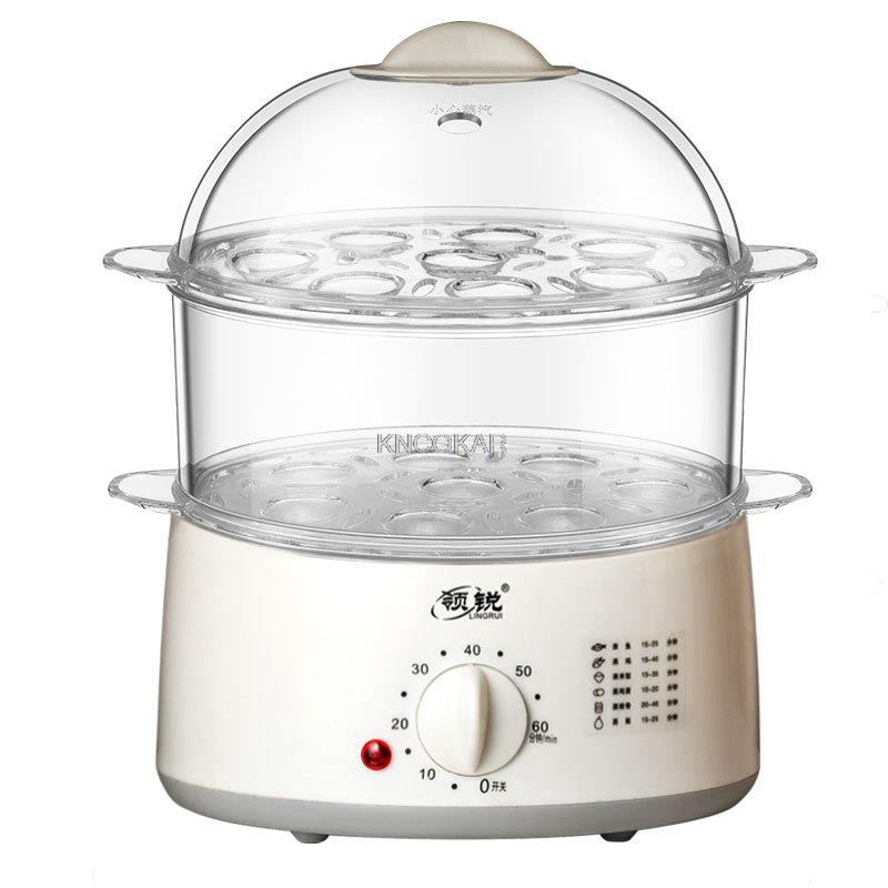 250W Multifunctional Electric Boilers 2-Layer Rapid Egg Cooker Steamer Egg Poacher Boiler Capacity Removable Tray
