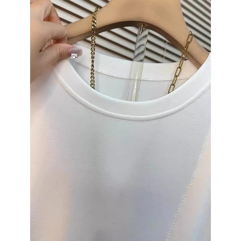 Fashion Large Size Lace Splicing Irregular Blosue Women Short Sleeved T-shirt for Women Summer New Loose Top Sweet Casual O Neck Covers White Shirts
