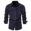 TrendHub New Single Breasted 100% Cotton Men's Shirt Business Casual Fashion Solid Color Corduroy Men Shirts Autumn Slim Shirt Men