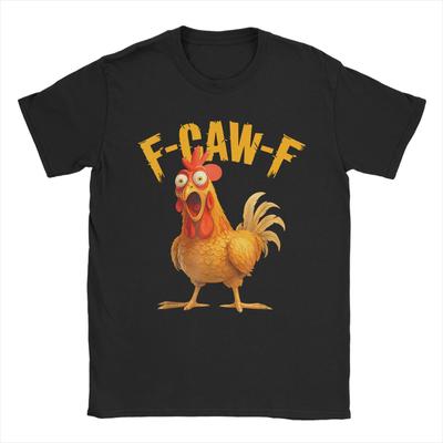 Herren T-Shirts F-Caw-F Lustiges Huhn FCAWF Meme Lustige Baumwoll-Tees Kurzarm T-Shirt Rundhals Kleidung Geburtstagsgeschenk