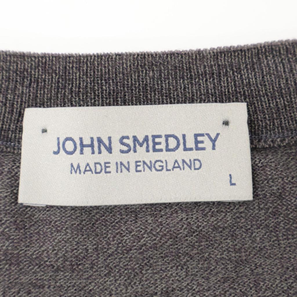 JOHN SMEDLEY Anthrazitgrau Wolle Rundhals Sommer Strickoberteile L Anthrazitgrau Gebraucht