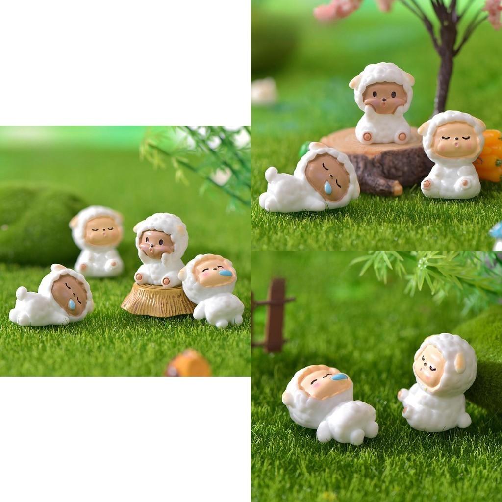 Adorable Resin Sheep Figurine Cute Garden Diy Decoration Cartoon Style