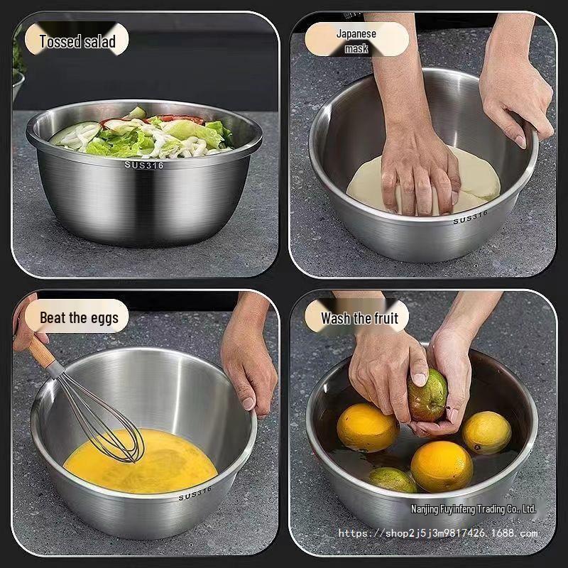 Stainless Steel Bowl Set for Washing, Cooking, and Mixing
