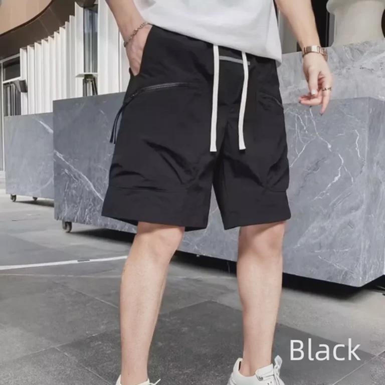 Summer Men’s Quick-Dry Zipper Pocket Shorts, Korean Casual Loose Fit for Couples