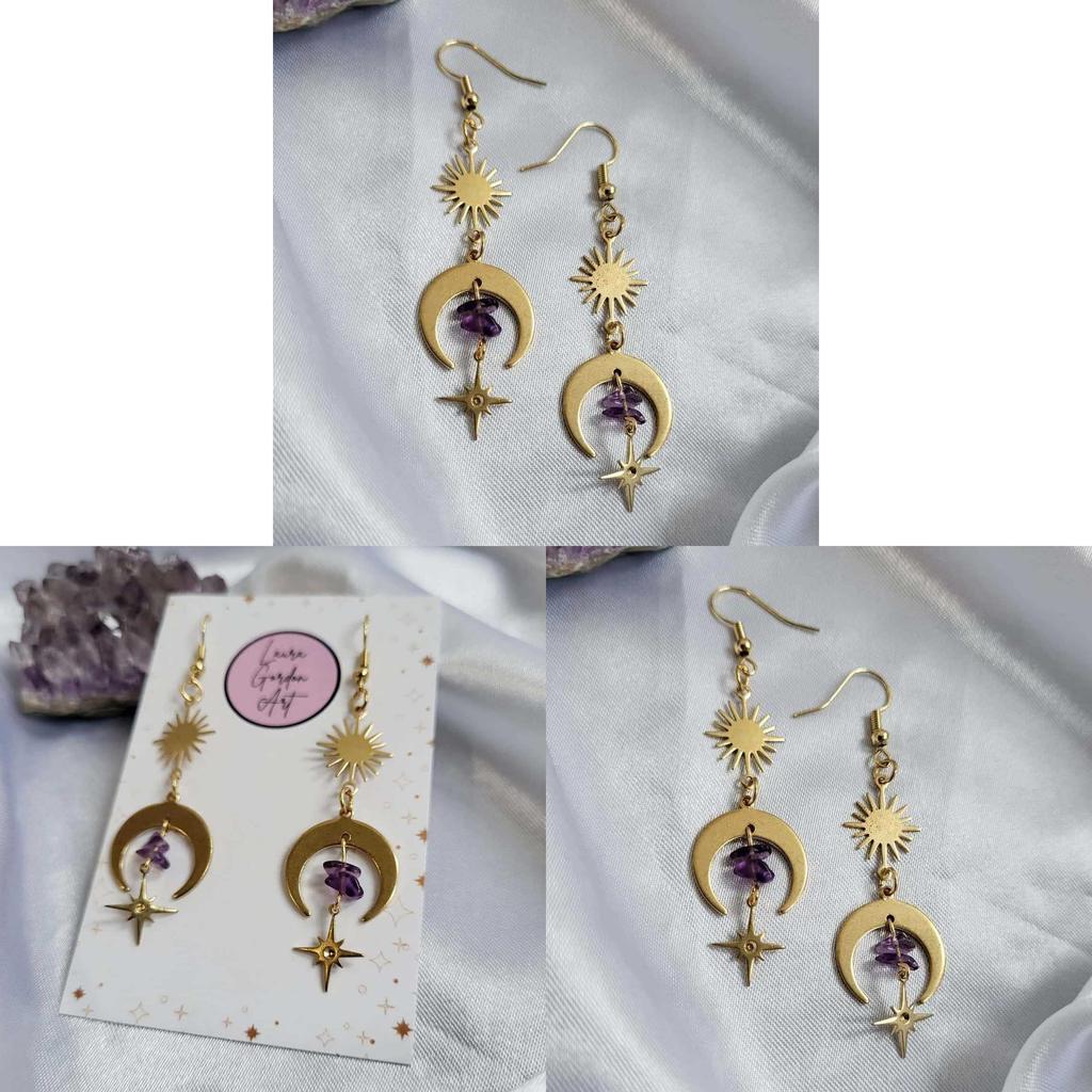Bohemian Water Drop Crystal Moon Earrings With Handmade Design For Holiday Fashion