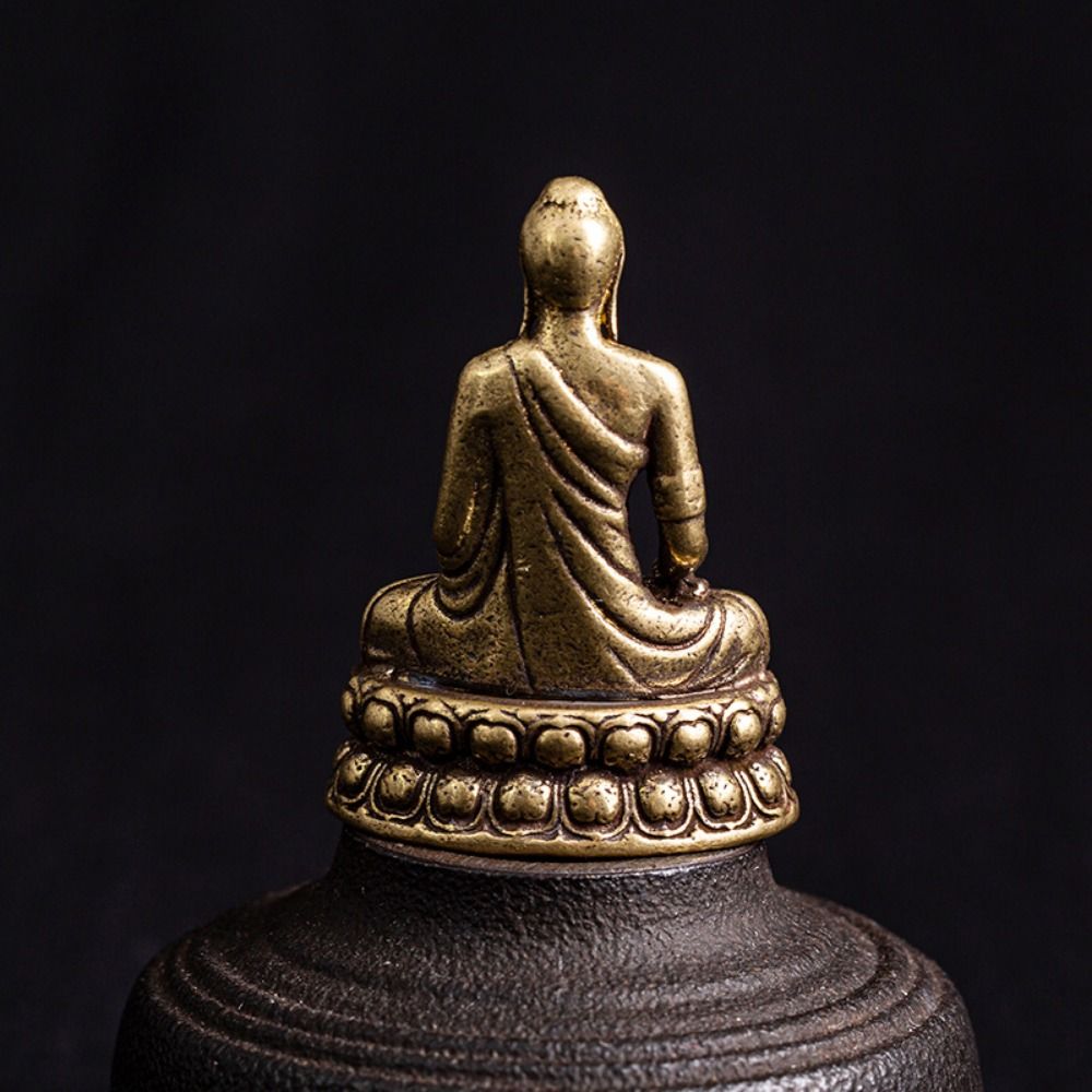 Para Colección Adoración Antigua Fengshui Micro-tallado Budista Amuletos Figurilla de Buda Sentado Decoración de Escritorio Estatua de Sakyamuni