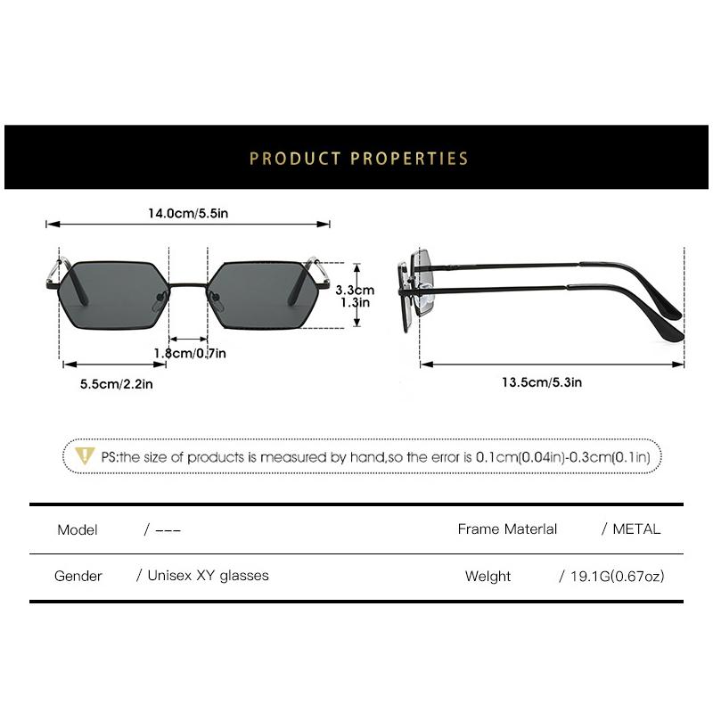 Metal Small Frame Polygonal Sunglasses For Women Trendy Retro Glasses Personality High-end Sunglasses 340