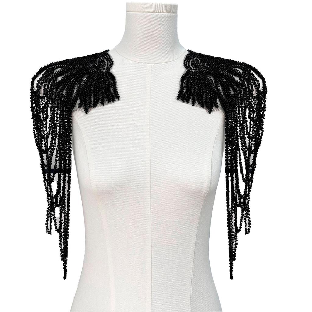 1 Pair Sequined Beaded Uniform Epaulets Party Costume Epaulettes Glittering Shoulder Bars Epaulet for Stage Performances
