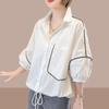 Summer Women's Thin Patchwork Short-sleeved Shirt