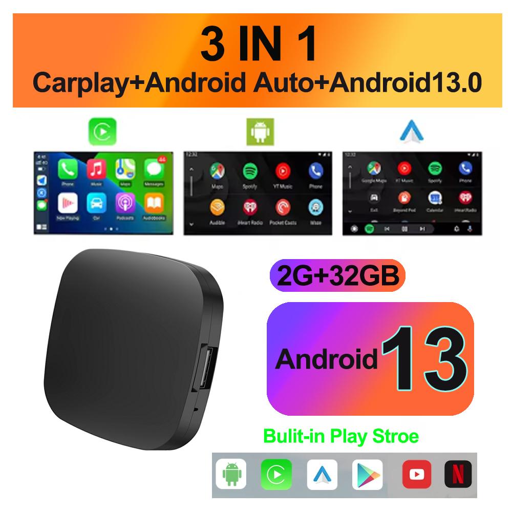 Android13 New Ai Box Support For Netflix YouTube Built-in Google Appstore Wireless Carply Android Auto Works with Wired Carplay