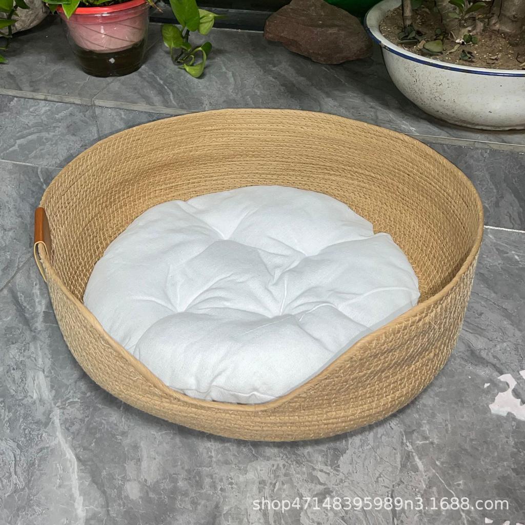 Pelíšek pro kočky Four Seasons Tkané odnímatelné čalounění Spací domeček Poškrábání kočky Podlaha z ratanu Omyvatelné potřeby pro domácí mazlíčky Příslušenství