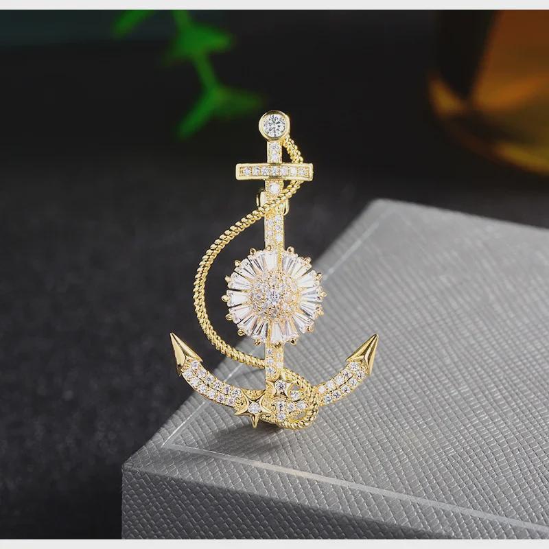 Broche Ancre Rotative Style Marine Coréen – Badge de Mode pour Hommes et Femmes