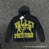 Premium Streetwear Hoodie With Rhinestone Embellishment Oversized Zip-Up Sweatshirt Men Cotton Blend Loose Fit