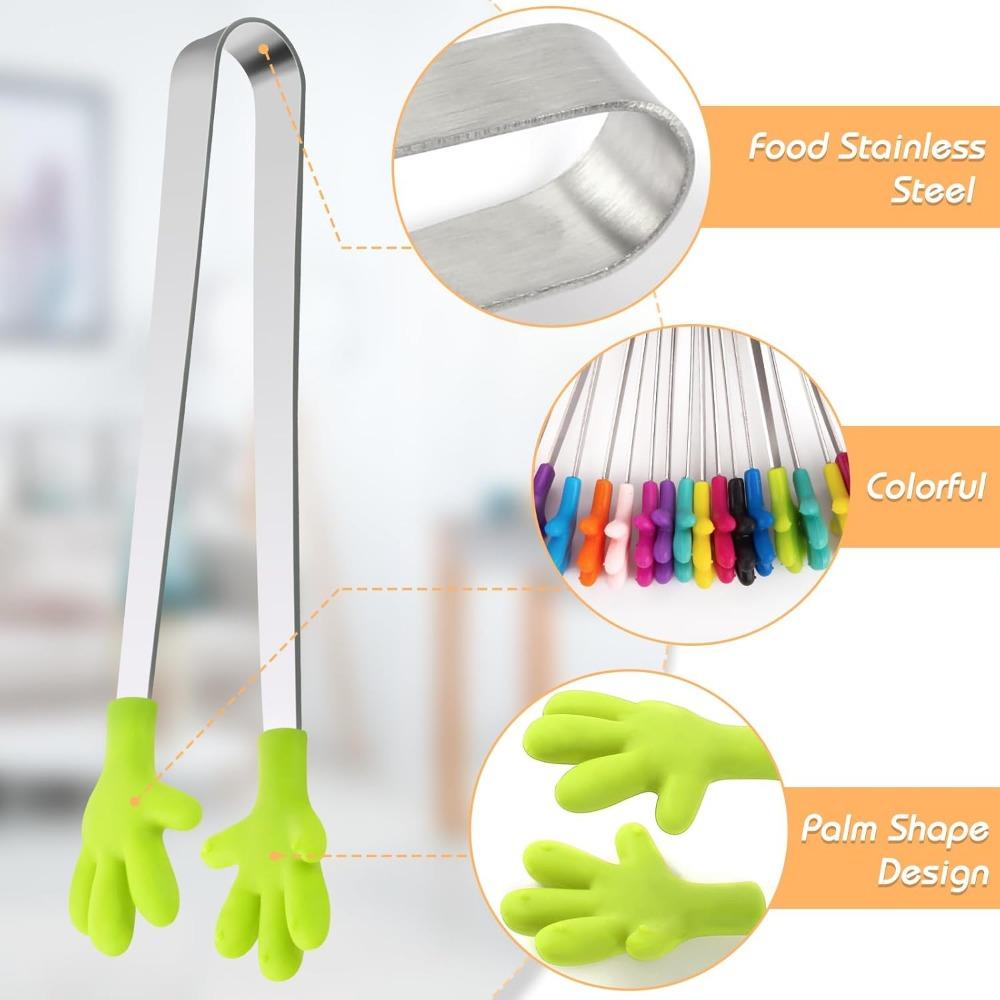 1 STK Små mattang, minitang i rustfritt stål med silikonspisser, for matlaging Grilling BBQ Buffet, 5 tommer