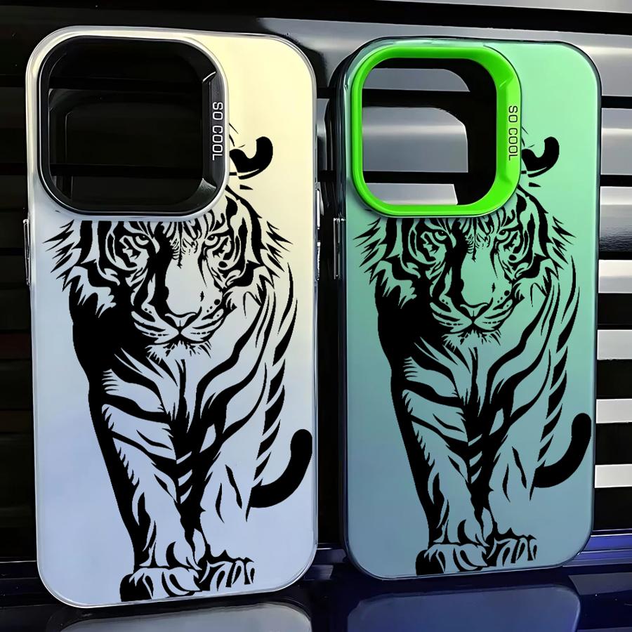 Cover Phone Case for iPhone 12 11 16e 13Pro 16Pro 16 13 15 Plus 14 Pro MAX Strong Tiger
