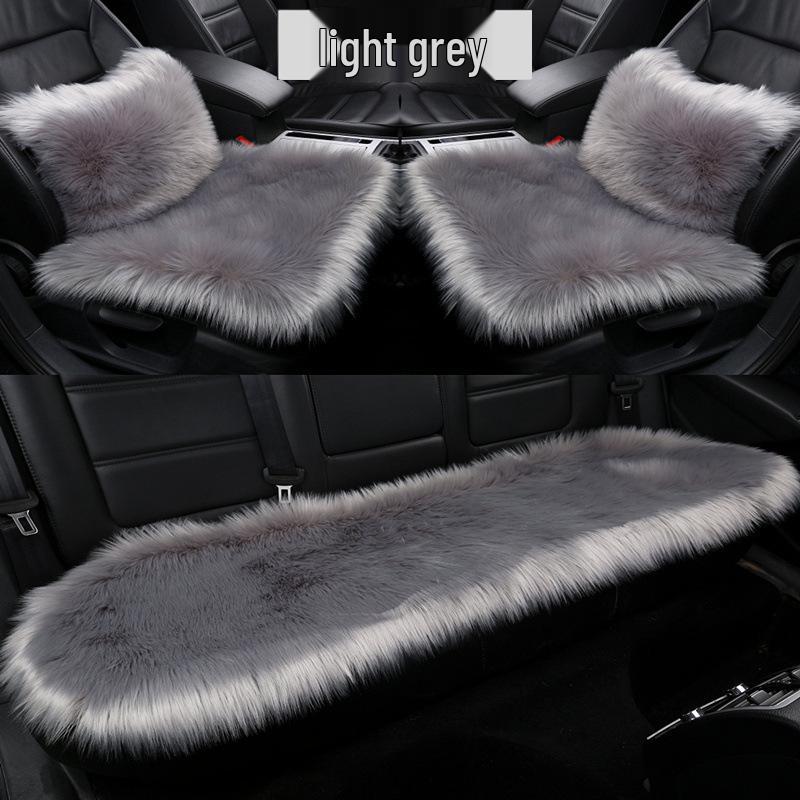 Winter Plush Imitation Wool Car Seat Cushion Set: Non-Slip, Thickened, No Backrest, 3-Piece.
